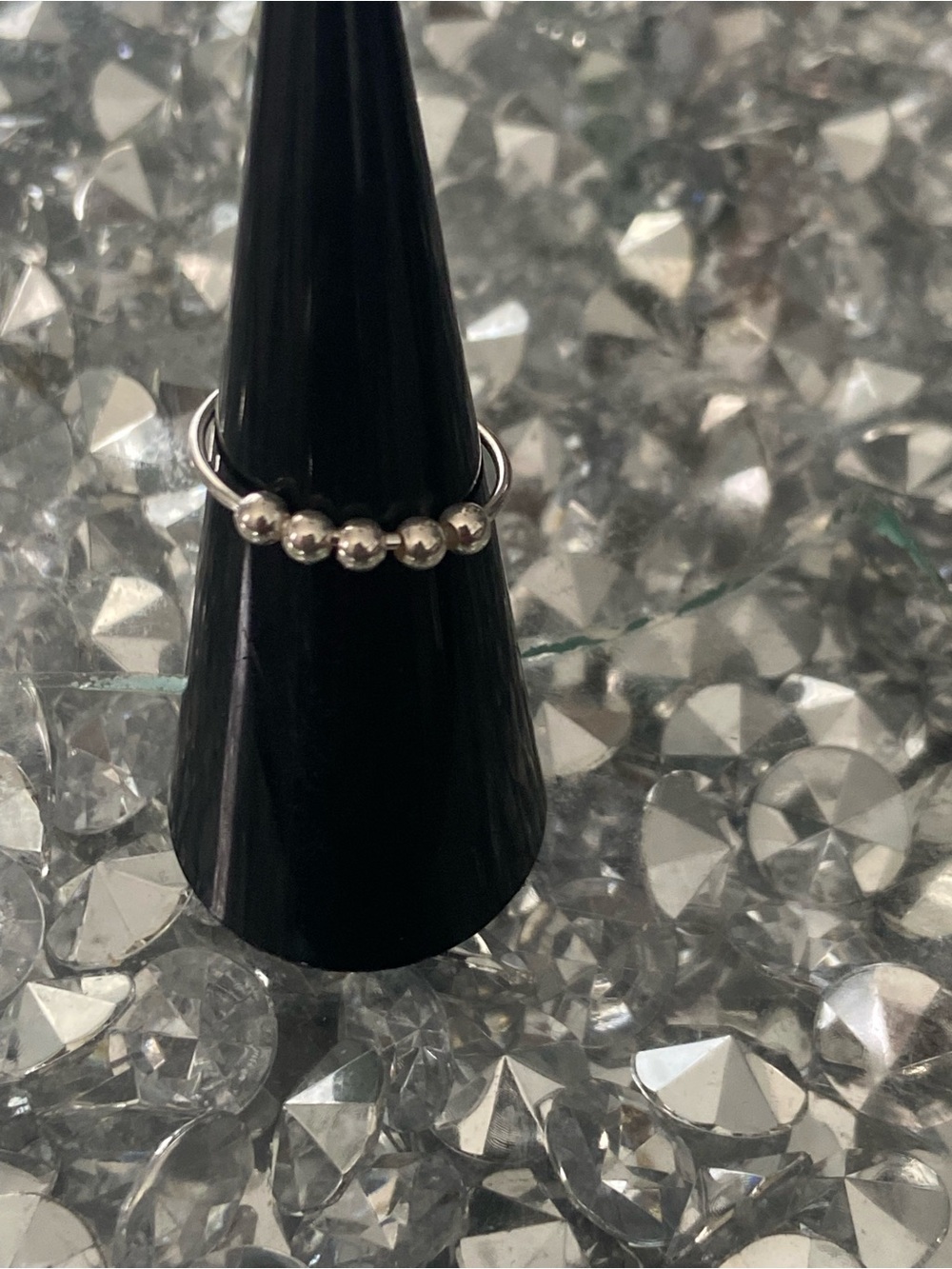 Fidget ring, Beaded Stack Ring in Silver - Minimalist Women's Band for stress